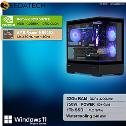 Sedatech PC Gamer Pro V360 • AMD Ryzen 9 5900X • RTX5070Ti • 32Go RAM • 1To SSD M.2 • Windows 11
