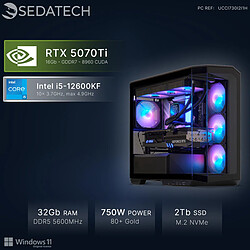 Sedatech PC Gamer, Intel i5-12600KF, RTX5070Ti, 32Go DDR5, 2To SSD, Win 11