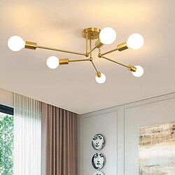 Stoex Lustre Moderne à 6 Lumières - Or Plafonnier rétro en métal - Style moderne - Douille E27 - Facile à installer