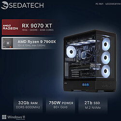 Sedatech PC Gamer, AMD Ryzen 9 7900X, RX 9070 XT, 32Go DDR5, 2To SSD, Win 11