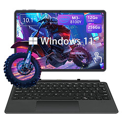 VANWIN PC portable 10.1" écran tactile 2-en-1,Intel® Core™ M3-8100Y,RAM 12Go DDR3 256Go SSD,Windows11pro Bureautique Tablette PC AZERTY