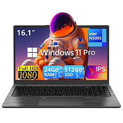 VANWIN PC portable,Intel Celeron N5095(4C/4T,Jusqu'à 2,9 GHz),24Go RAM DDR4 512Go SSD,Windows 11PRO,Rotation 170°,Ordinateur Portable