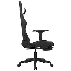 Avis Decoshop26 Fauteuil de bureau chaise gaming sur roulettes avec coussin lombaire avec repose-pieds en tissu blanc et noir DEC025833