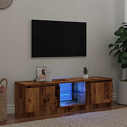 vidaXL Meuble TV avec lumières LED vieux bois bois d'ingénierie