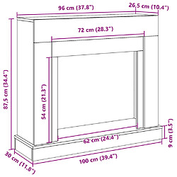 vidaXL Cadre de cheminée vieux bois 100x30x87,5 cm bois d'ingénierie pas cher