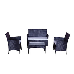 Concept Usine Salon de jardin 4 places - Noir/Blanc