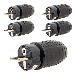 Zenitech Fiche caoutchouc mâle 16A 2P+T - Lot de 5