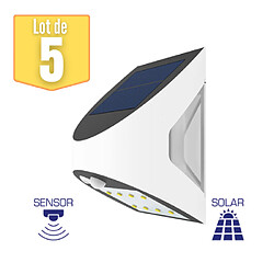 Braytron Lot de 5 appliques solaires LED à détecteur