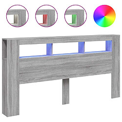 vidaXL Tête de lit à LED sonoma gris 200x18,5x103,5 cm bois ingénierie