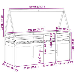 vidaXL Lit haut sans matelas blanc 90x190 cm bois de pin massif pas cher