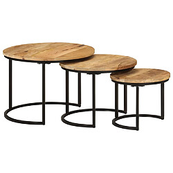 Acheter vidaXL Tables gigognes 3 pcs bois de manguier massif brut