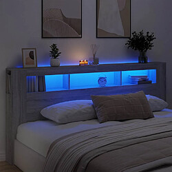 vidaXL Tête de lit à LED sonoma gris 220x18,5x103,5 cm bois ingénierie
