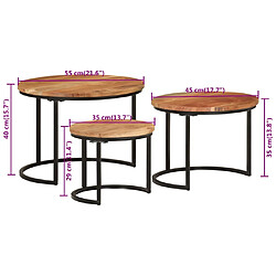 vidaXL Tables gigognes 3 pcs bois massif d'acacia pas cher
