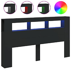 vidaXL Tête de lit à LED noir 180x18,5x103,5 cm bois d'ingénierie