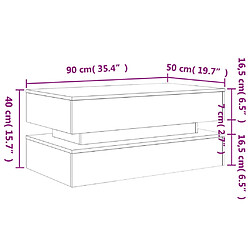 vidaXL Table basse avec lumières LED noir 90x50x40 cm pas cher
