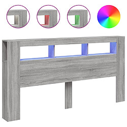 vidaXL Tête de lit à LED sonoma gris 200x18,5x103,5 cm bois ingénierie
