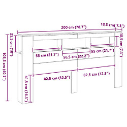 vidaXL Tête de lit à LED chêne sonoma 200x18,5x103,5cm bois ingénierie pas cher