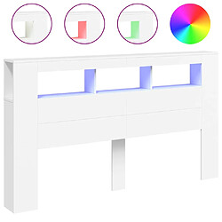 vidaXL Tête de lit à LED blanc 180x18,5x103,5 cm bois d'ingénierie