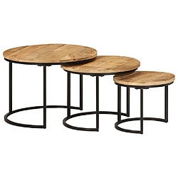 Avis vidaXL Tables gigognes 3 pcs bois de manguier massif brut