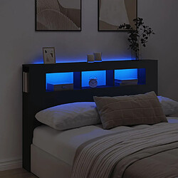 vidaXL Tête de lit à LED noir 160x18,5x103,5 cm bois d'ingénierie