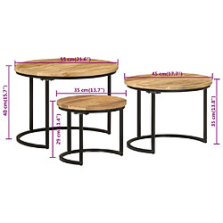 vidaXL Tables gigognes 3 pcs bois de manguier massif brut pas cher