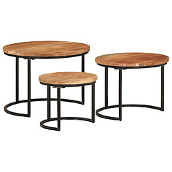 vidaXL Tables gigognes 3 pcs bois massif d'acacia