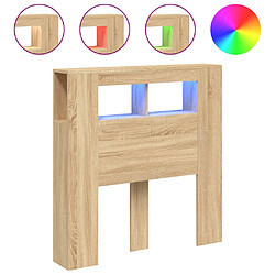 vidaXL Tête de lit à LED chêne sonoma 100x18,5x103,5cm bois ingénierie