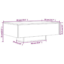 vidaXL Table basse avec lumières LED noir 85x55x31 cm pas cher