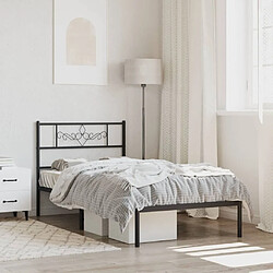 vidaXL Cadre de lit métal sans matelas avec tête de lit noir 90x200 cm