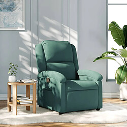 vidaXL Fauteuil inclinable vert foncé velours 