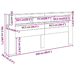 vidaXL Tête de lit à LED chêne fumé 220x18,5x103,5cm bois d'ingénierie pas cher