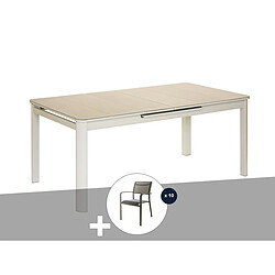 JardiLINE Table de jardin Milos + 10 chaises - Ivoire