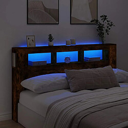 vidaXL Tête de lit à LED chêne fumé 180x18,5x103,5cm bois d'ingénierie