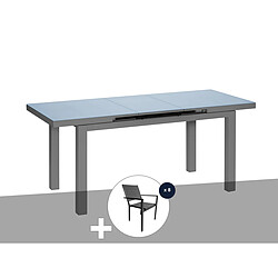JardiLINE Table à manger Ibiza + 8 fauteuils - Anthracite