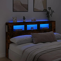 vidaXL Tête de lit à LED chêne fumé 180x18,5x103,5cm bois d'ingénierie