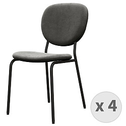 Moloo ANAIS-Chaise en Velours Gris Carbone et métal noir (x4)