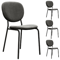 Moloo ANAIS-Chaise en Velours Gris Carbone et métal noir (x4)
