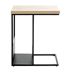 Pegane Table d'Appoint - Chêne et Métal Noir