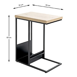 Pegane Table d'Appoint - Chêne et Métal Noir