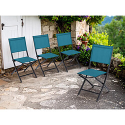 HESPERIDE Lot de 4 chaises Essentia - Aluminium Bleu Canard