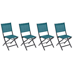 HESPERIDE Lot de 4 chaises Essentia - Aluminium Bleu Canard