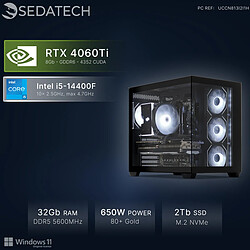 Sedatech PC Gamer, Intel i5-14400F, RTX4060Ti, 32Go DDR5, 2To SSD, Win 11