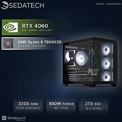 Sedatech PC Gamer, AMD Ryzen 9 7900X3D, RTX4060, 32Go DDR5, 2To SSD, Win 11