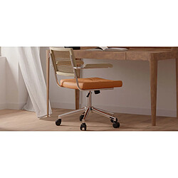 ICONIK INTERIOR Chaise de Bureau en Rotin - Pivotante - Goner Marron pas cher