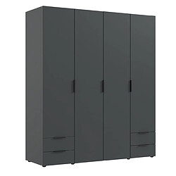 Pegane Armoire, placard garde-robe coloris graphite - Longueur 160 x Hauteur 185 x Profondeur 54 cm