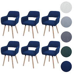 Mendler Lot de 6 Chaises HWC-A50 II - Velours Bleu