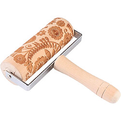 Vendos85 Rouleau à pâtisserie - En bois - Gravé - Avec motif floral