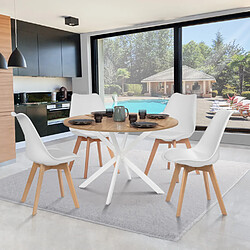Idmarket Table à manger ALIX bois/blanc 110