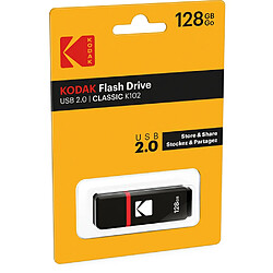 KODAK Clé USB 128Go Classic K102 - USB 2.0, Compatibilité Universelle, Lecture 15MB/s, Écriture 5MB/s, Compactes 54x12x6mm - Noir- RECONDITIONNE