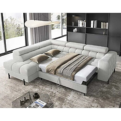 Bestmobilier Elisa - canapé d'angle gauche 5 places convertible avec coffre et têtières réglables en tissu bouclette